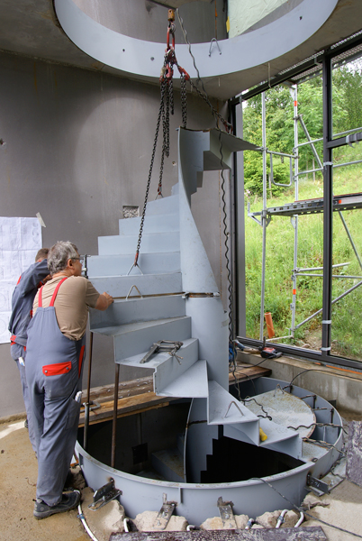 Einbau der Wendeltreppe